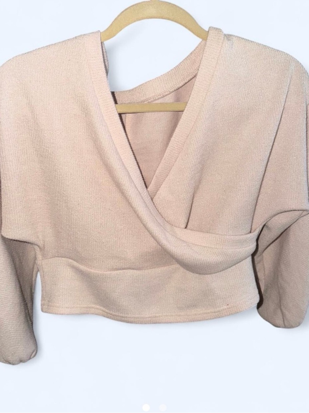 SHEIN Beige Wrap Cropped Knit Top